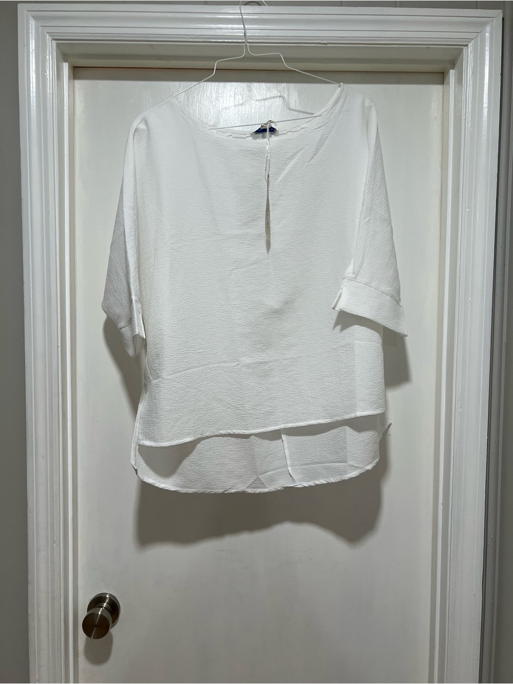White Women's Textured Layered Blouse -